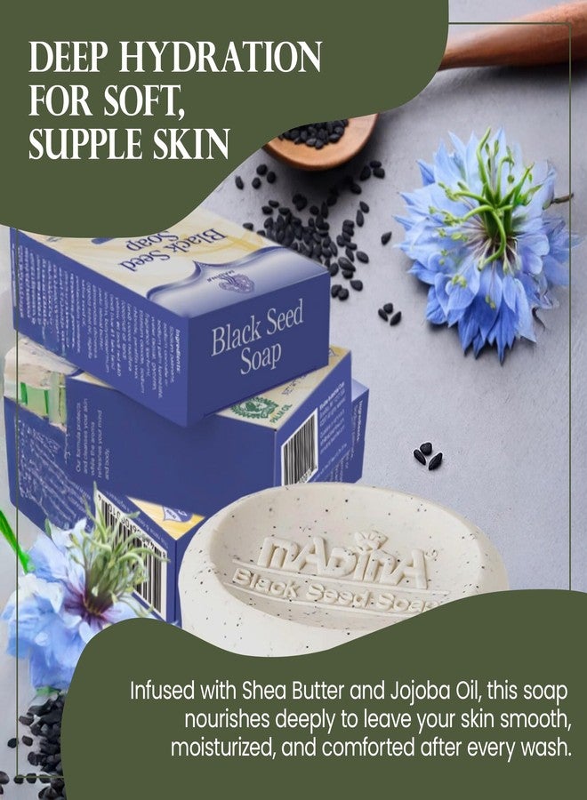 Madina Black Seed Soap Bar – Moisturizing, Anti-Aging, Deep Cleansing, Black Seed Oil, Shea Butter, Jojoba Oil, Plant-Based, Gentle Face & Body Cleanser, 6 Pack (3.5 oz Each) - Image 4